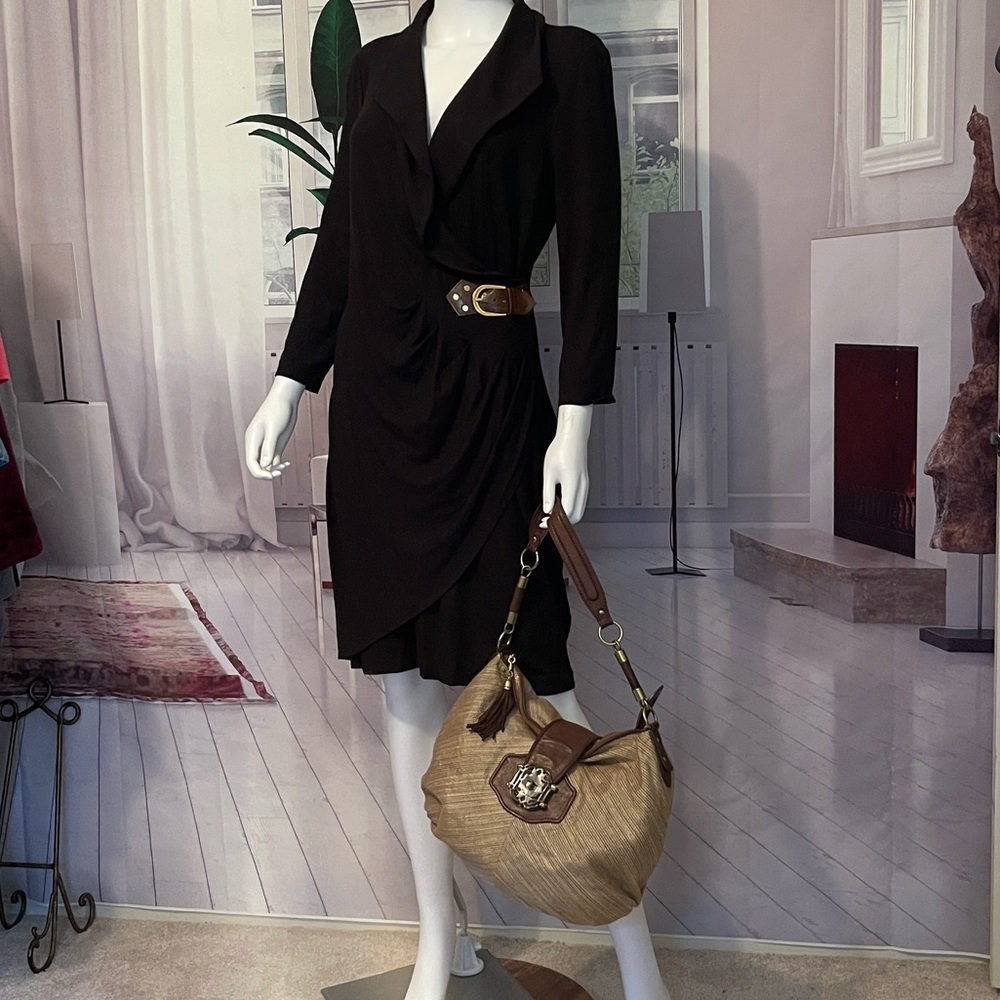 Cole Haan Collection Woven Fab Leather Trim & Strap Hand & Shoulder Bag. P7CC